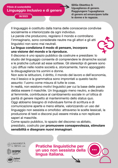 Linguaggio inclusivo e di genere