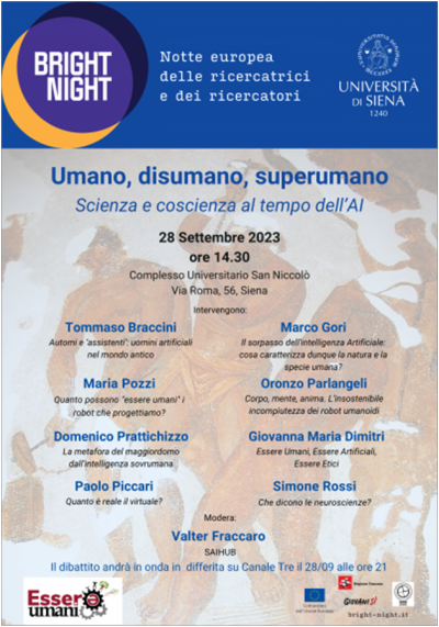 “Umano, disumano, superumano. Scienza e coscienza al tempo dell’AI” “Umano, disumano, superumano. Scienza e coscienza al tempo dell’AI”
